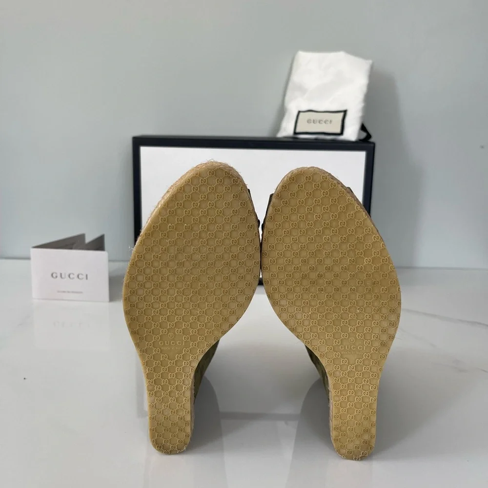 NEW IN BOX GUCCI GG LOGO MONOGRAM WEDGES - Picture 12 of 15